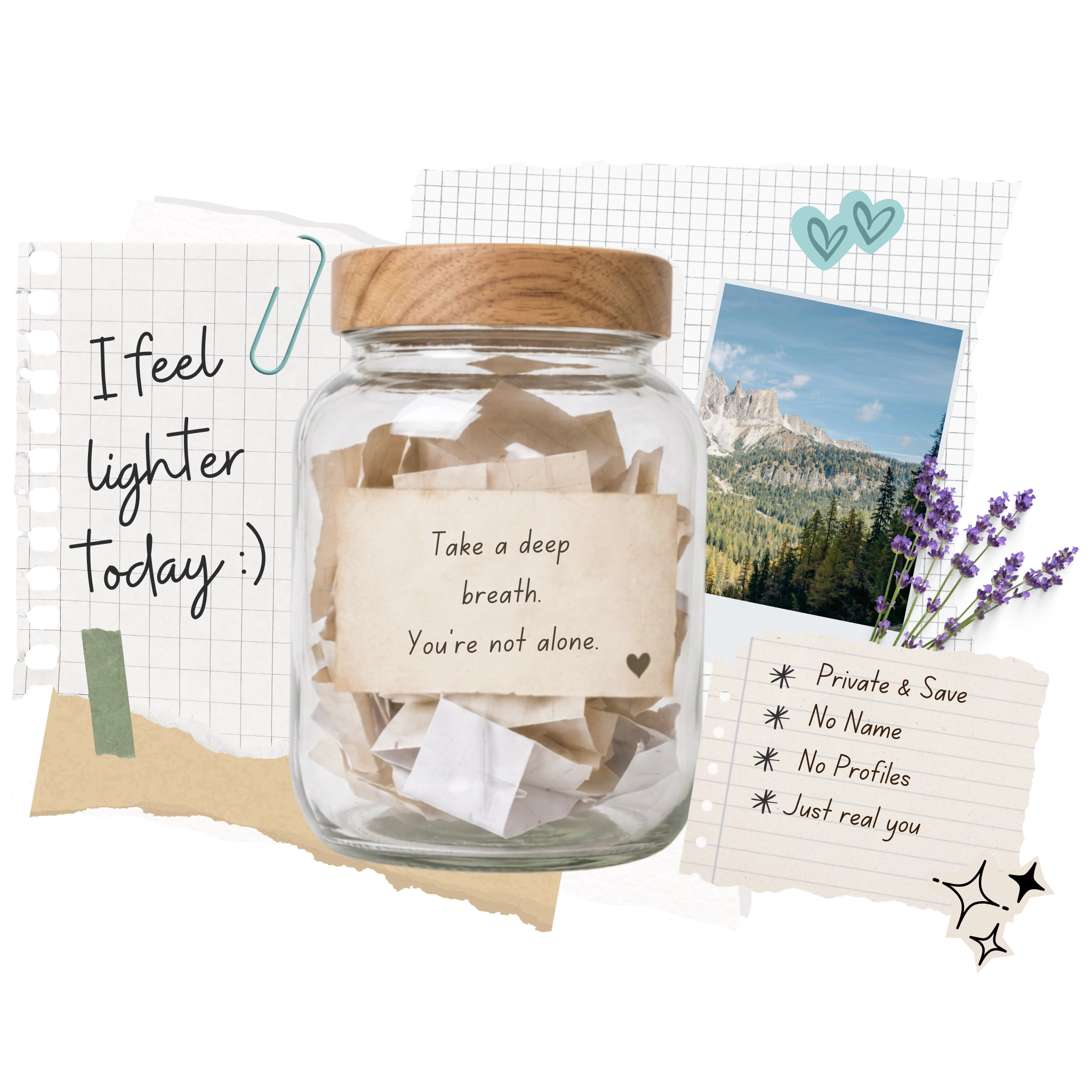 NoteJar glass jar with paper notes